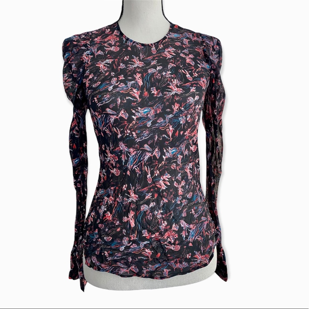 IRO Sheer Floral Print Long Sleeve Lou Top - Picture 6 of 10